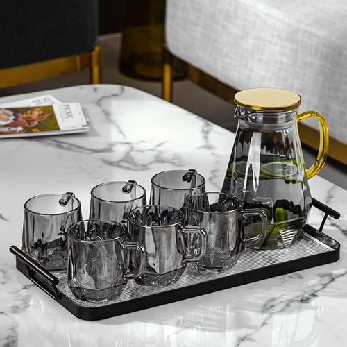 UG73耐高温冷水壶套装家用客厅可加热大容量现代轻奢玻璃凉白开茶