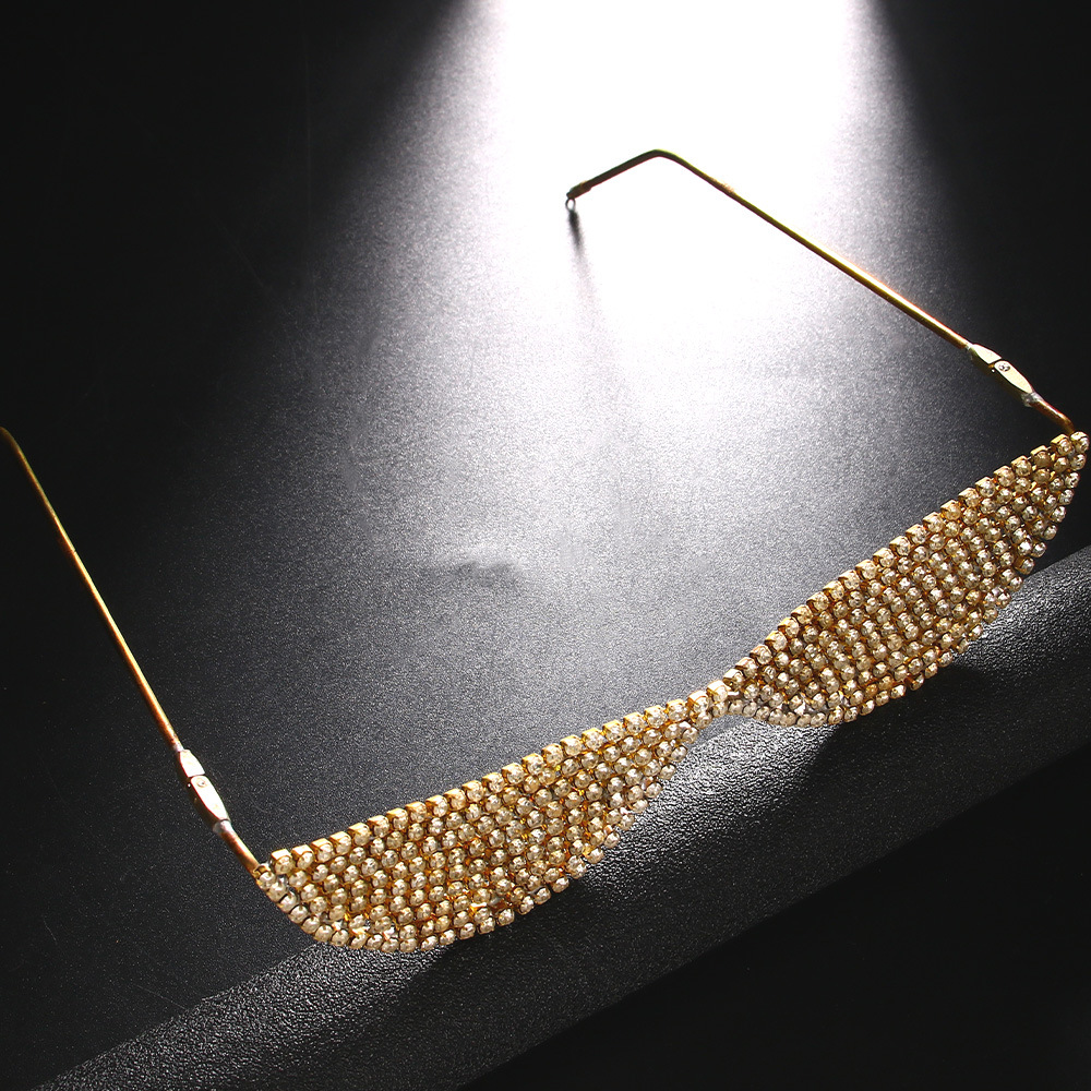 Rhinestone europeo y americano gafas marco plegable decoraciones hip hop metal gafas marco femenino gafas marco