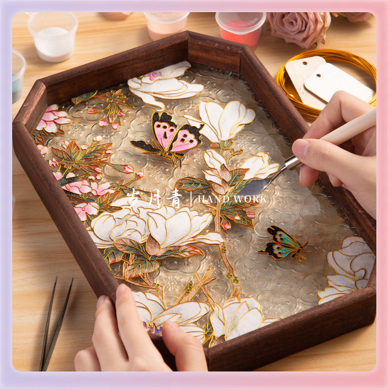 ✅掐丝珐琅画diy书签伴手礼成品金丝景泰蓝中国风团建学生非遗手