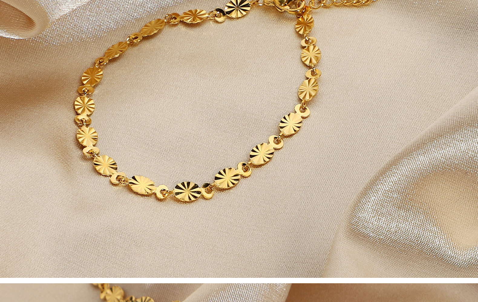 Fashion Handmade Flower Oval Petal Chain Goldplated Stainless Steel Braceletpicture4