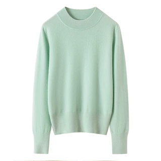 Lekasha cashmere 100%小山羊绒14针单股女士Baby绒半高领套头衫