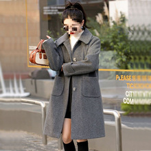 毛呢外套女中长款韩版显瘦2025年秋冬夹棉加厚深灰色大衣风衣外套