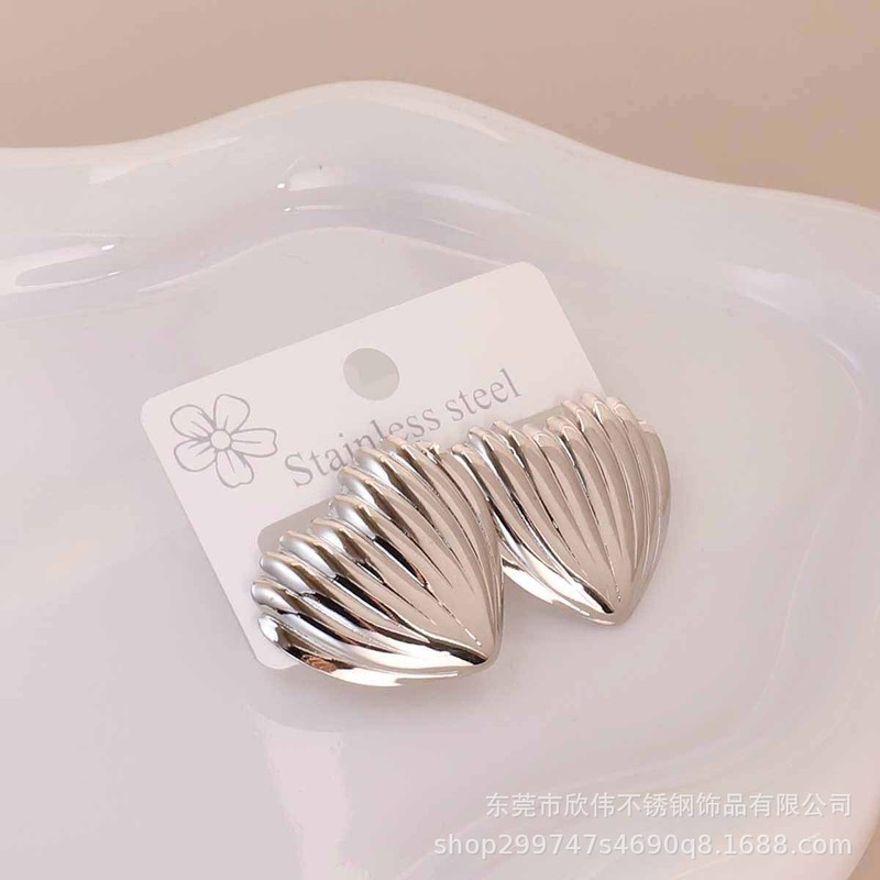 跨境欧美夸张潮流光面耳环朋克冷淡风几何不规则耳钉不锈钢耳饰|undefined