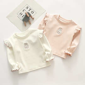 女宝宝长袖T恤春秋外穿中小童卡通刺绣上衣洋气韩版女童打底衫潮