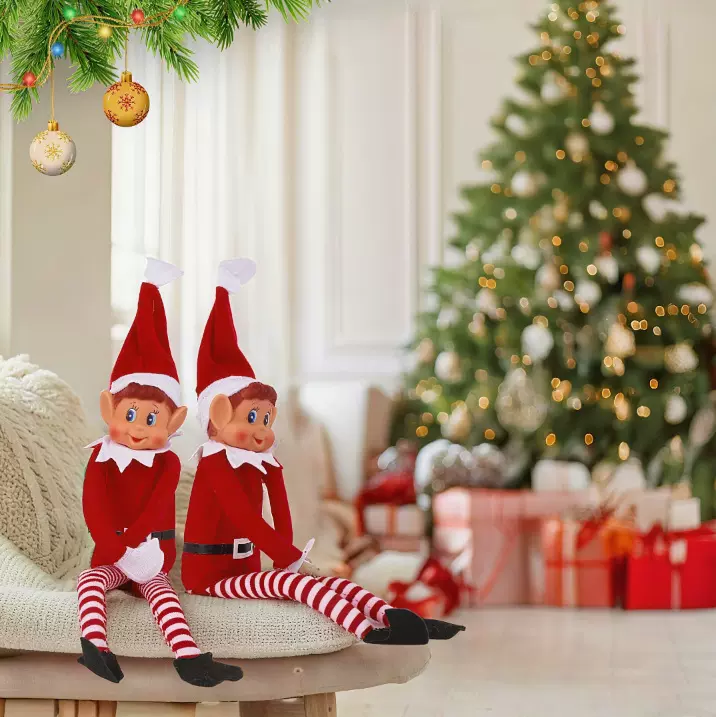 外贸爆款精灵圣诞娃娃在家摆件侏儒条纹公仔多色圣诞装饰工厂批发