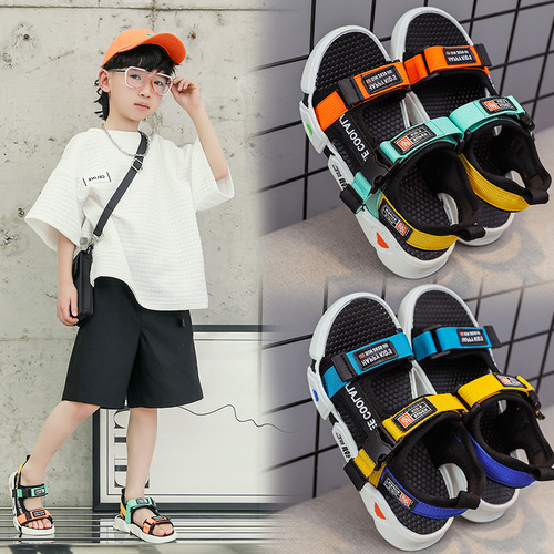  Summer New Beach Shoes Comfortable and Breathable Velcro Anti-Slip Casual Large Children's Sandals Factory Wholesale