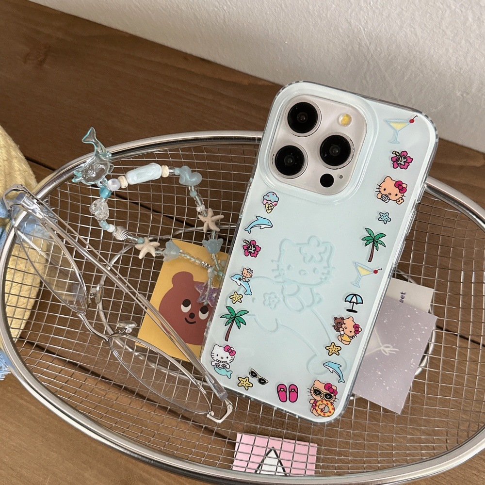 Linda niña corazón ins delfín kt para iPhone15/16ProMax Apple 13 funda para teléfono móvil 14 cadena 1