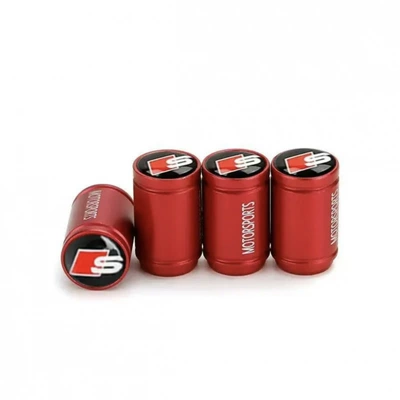 Audi tire valve cap: valve - oral-s-logo-red-set-of-4