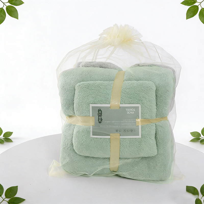 Transfronterizo TEMU etiquetado toalla de coral de alta densidad absorción de agua toalla de baño set toalla de regalo toalla de coral en stock