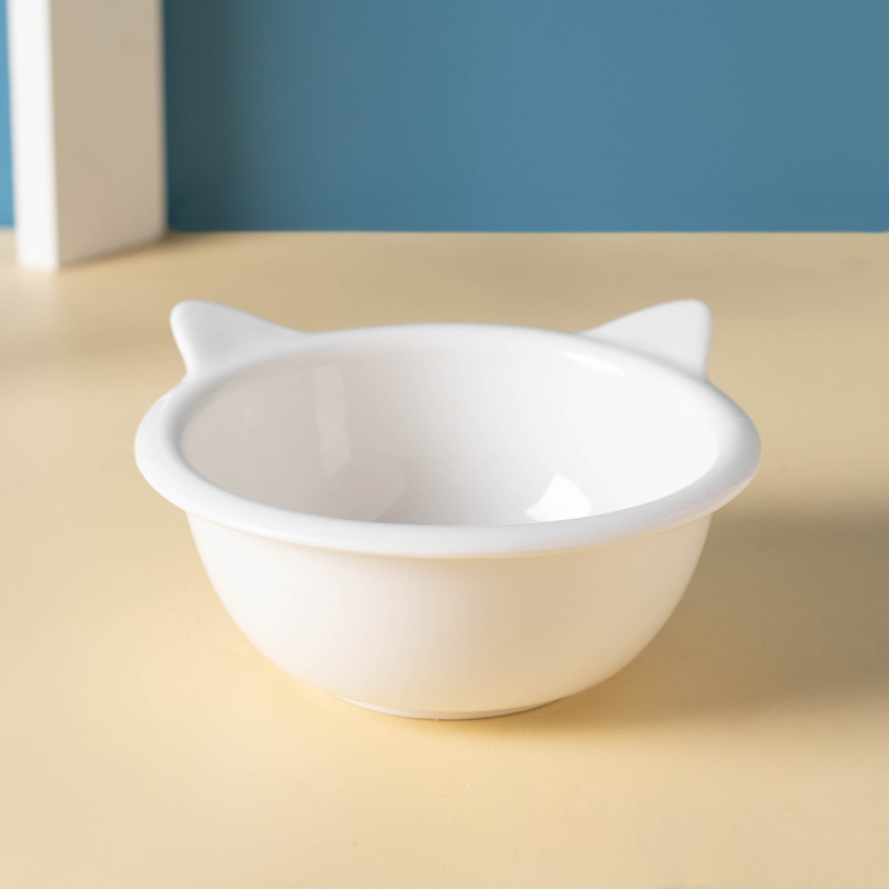 Cuenco de oreja de tamaño pequeño de gato blanco puro (13x13x5,5 cm)