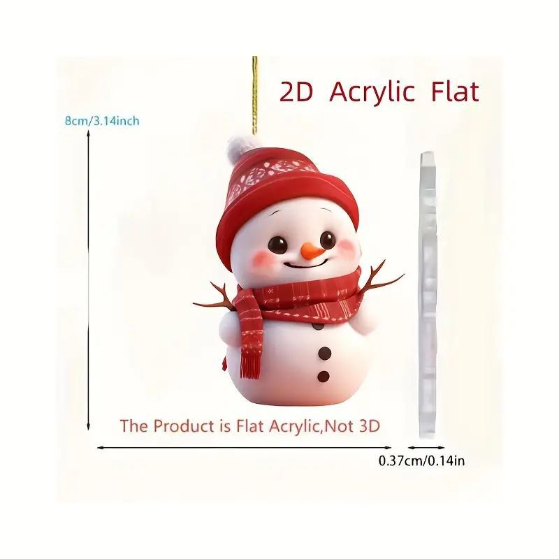 2D nuevos productos acrílicos de Navidad lindo muñeco de nieve colgante plano transfronterizo decoración de automóviles colgante llavero colgante