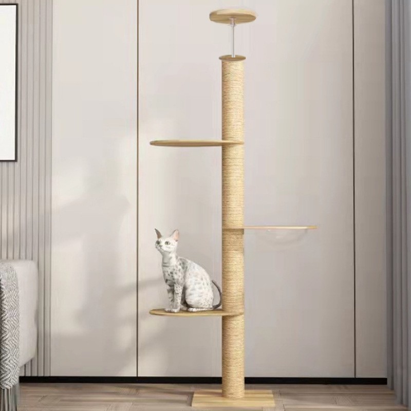 Tong Tianzhu gato escalada estante gato nido gato árbol en un gato juguete gato agarrar tabla seda gran estante de gato de madera sólida gato salto plataforma