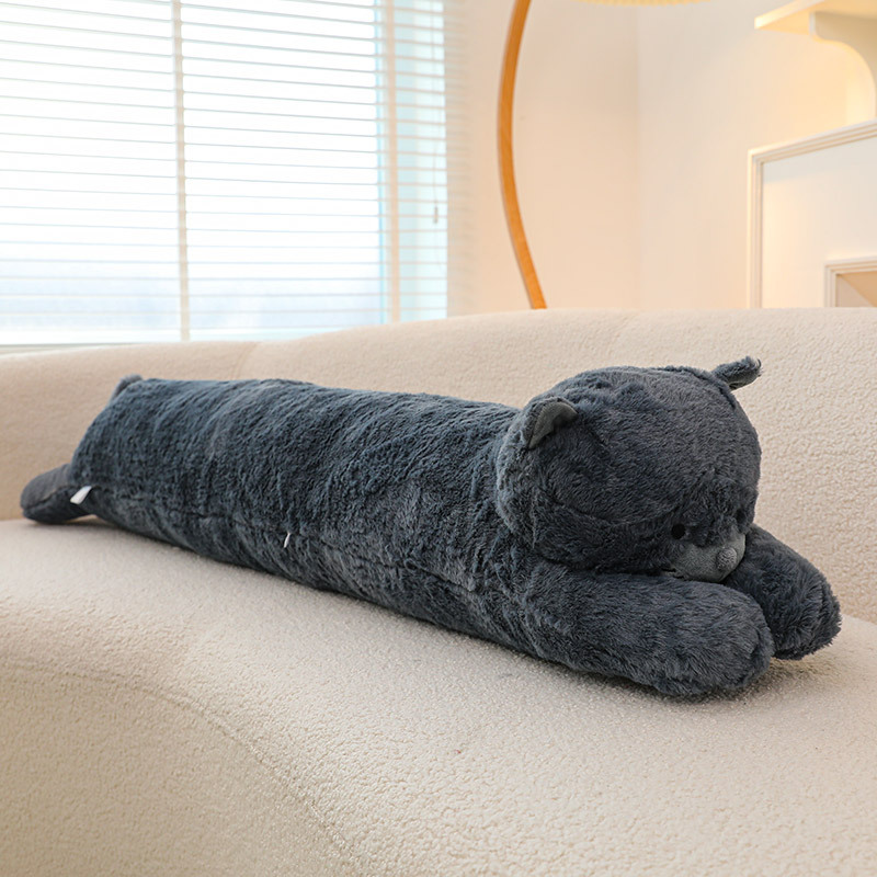 新款跨境猫咪抱枕蓝猫抱枕大黑猫抱枕小熊抱枕圆柱靠枕夹腿靠垫