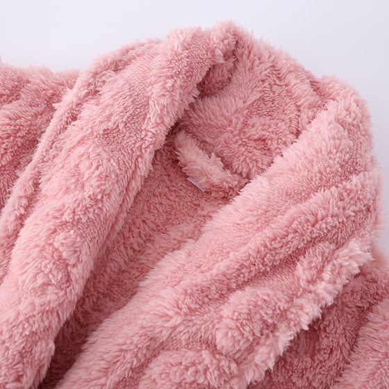 Lengthened Thickened Cotton Velvet Jacquard Six-color Optional Men's and Women's Couples Flannel Robe Bathrobe
