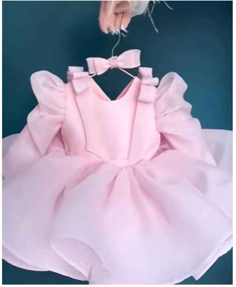 Vestito da principessa rosa per primo compleanno con fiocco_voghion.com