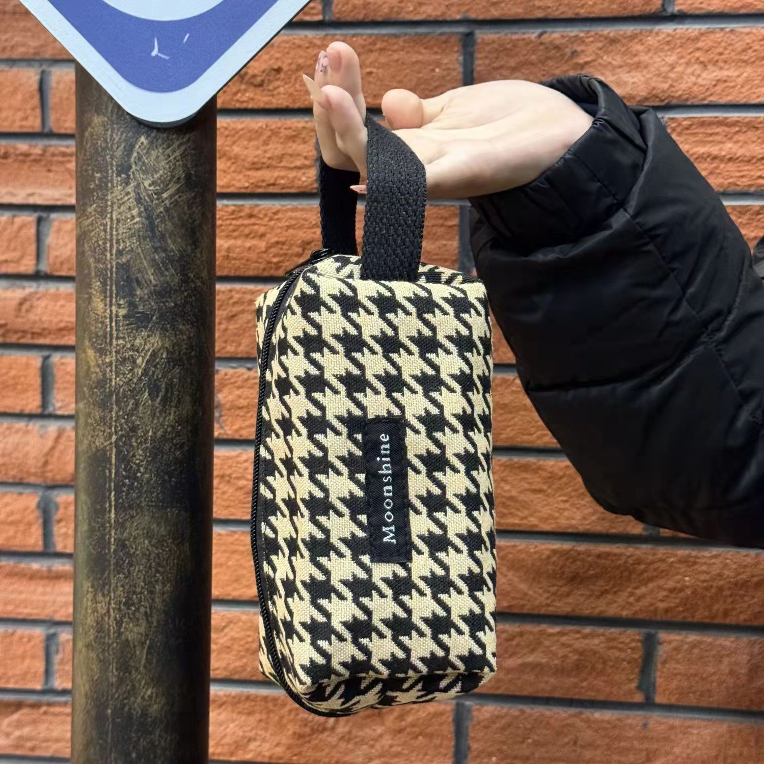 Comercio exterior cuadriculado de alta calidad bolsa de maquillaje de gran capacidad bolsa de almacenamiento de cepillo de emulsión portátil bolso de viaje