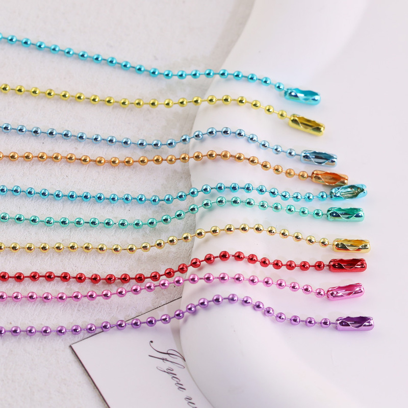 Color metal electrophoresis ball bead chain tag chain diy handmade homemade doll bag hanging chain jewelry material accessories