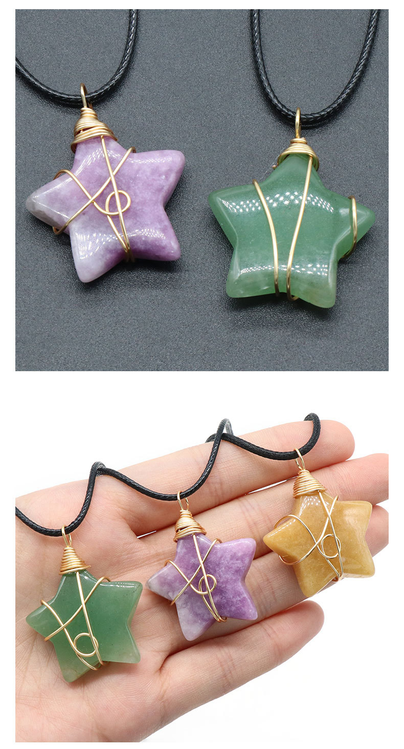 Retro Pentagram Natural Stone Jewelry Accessories 1 Piece
