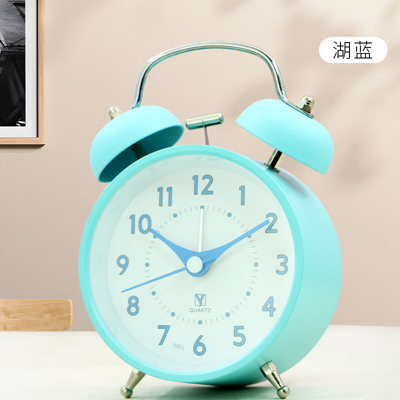 Reloj simple para estudiantes con dormitorio perezoso levantarse de la cama super alto reloj de asiento de metal nuevo silencioso caminando reloj despertador de luz nocturna