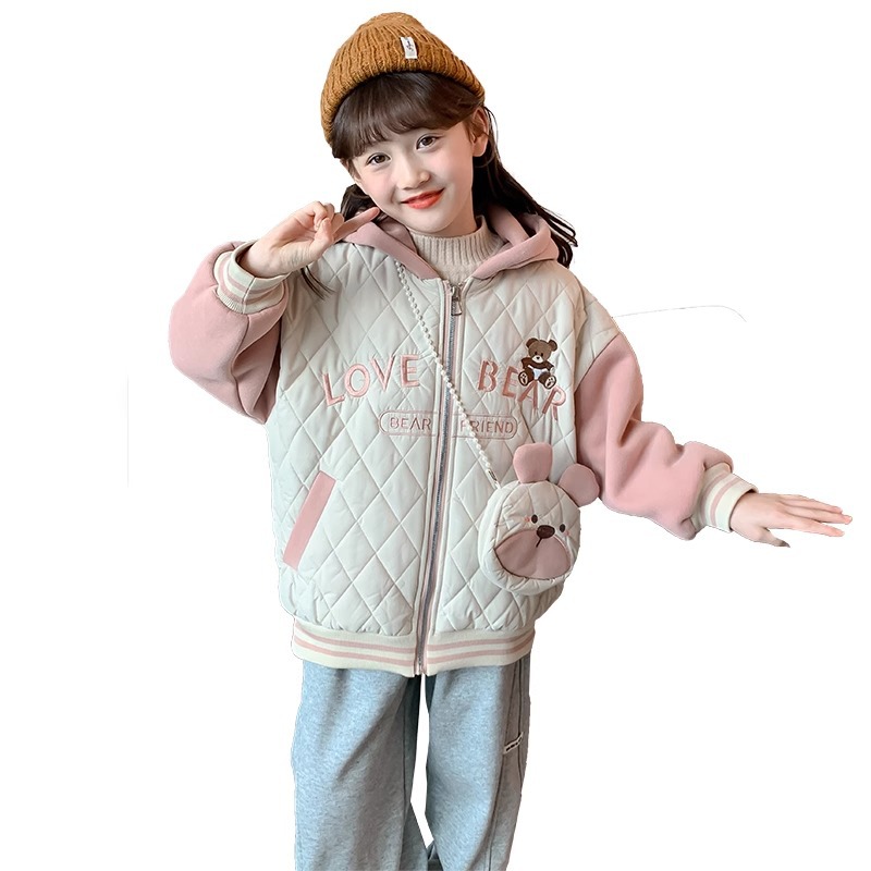 (2개) 어린이 자켓 여아 러시 옷 가을과 겨울 새 소녀 8-12 재킷 HUZHOU ZHILI 기모 두껍게