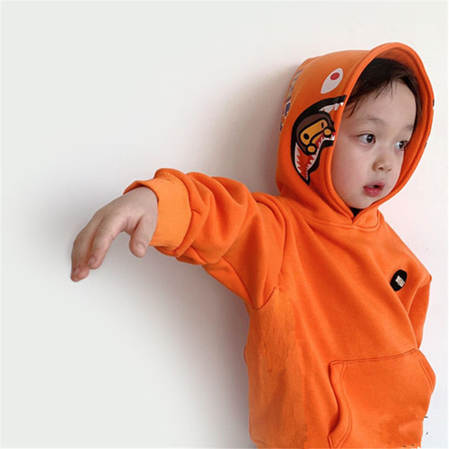 Boys' sweatshirt hooded  autumn and winter new style small and medium-sized children's round neck pullover baby trendy brand tops and jackets