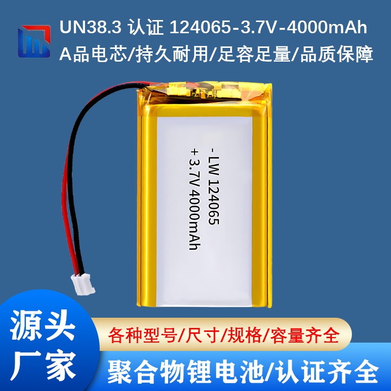 4000mAh polymer lithium battery 124065 lithium battery for digital photo frames, voice recorders, and POS machines, rechargeable battery