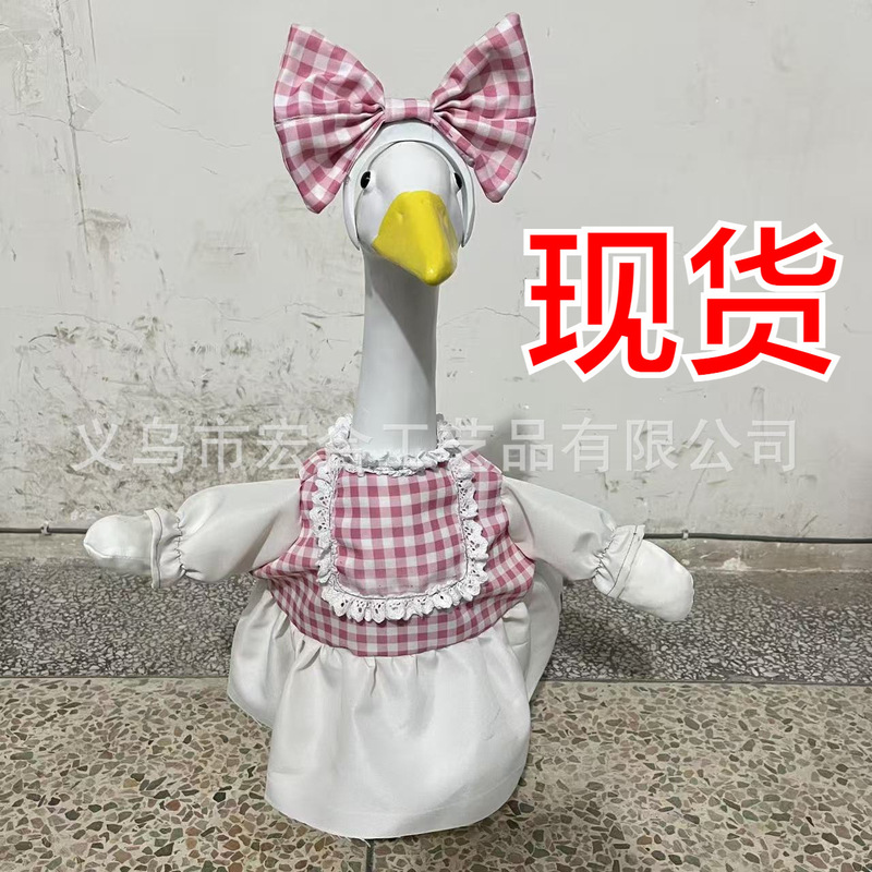 Plaid Dress, Goose Costume, Sculpture Clothing Fabric, Porch Goose Decoration