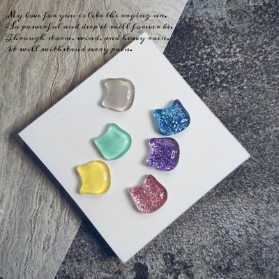 萌萌猫头甲片新玻璃珠豆豆色卡打版工具 异形不规则美甲涂色贴片