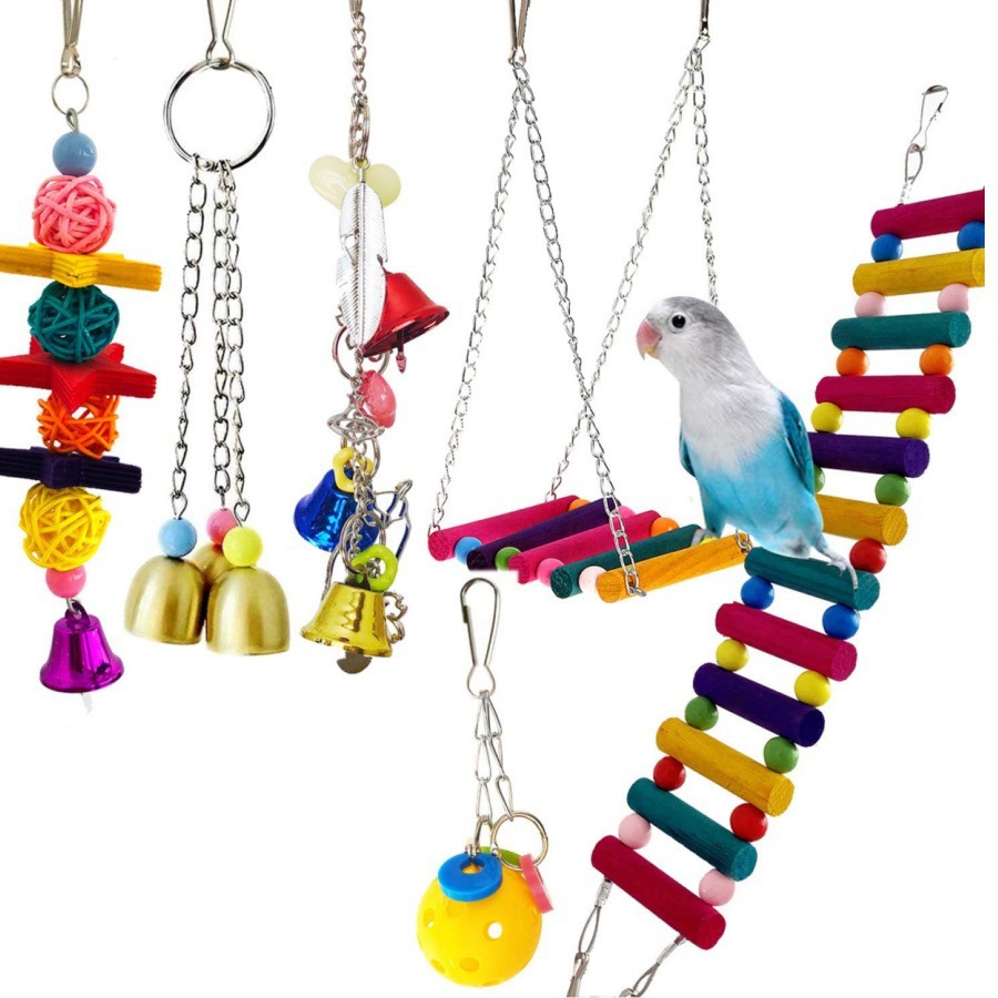 Juegos de juguetes de pájaros explosivos transfronterizos de artículos de pájaros roer y tirar juguetes de pájaros para aliviar el aburrimiento escaleras columnas juguetes de loros image 23
