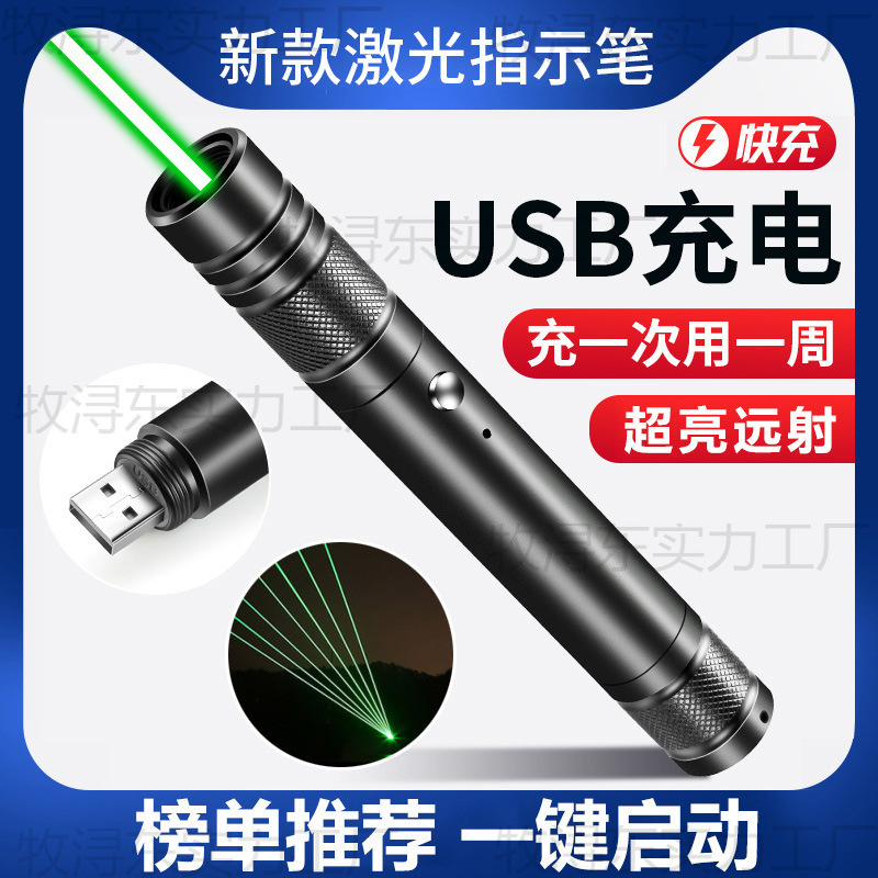 láser de carga directa puntero láser verde super brillante recargable luz verde de larga duración antorcha astronómica de alta potencia