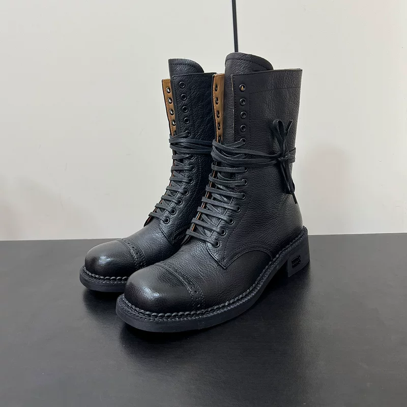 Демисезонные высокие ботинки, низкие ботинки, натуральная кожа, 2024