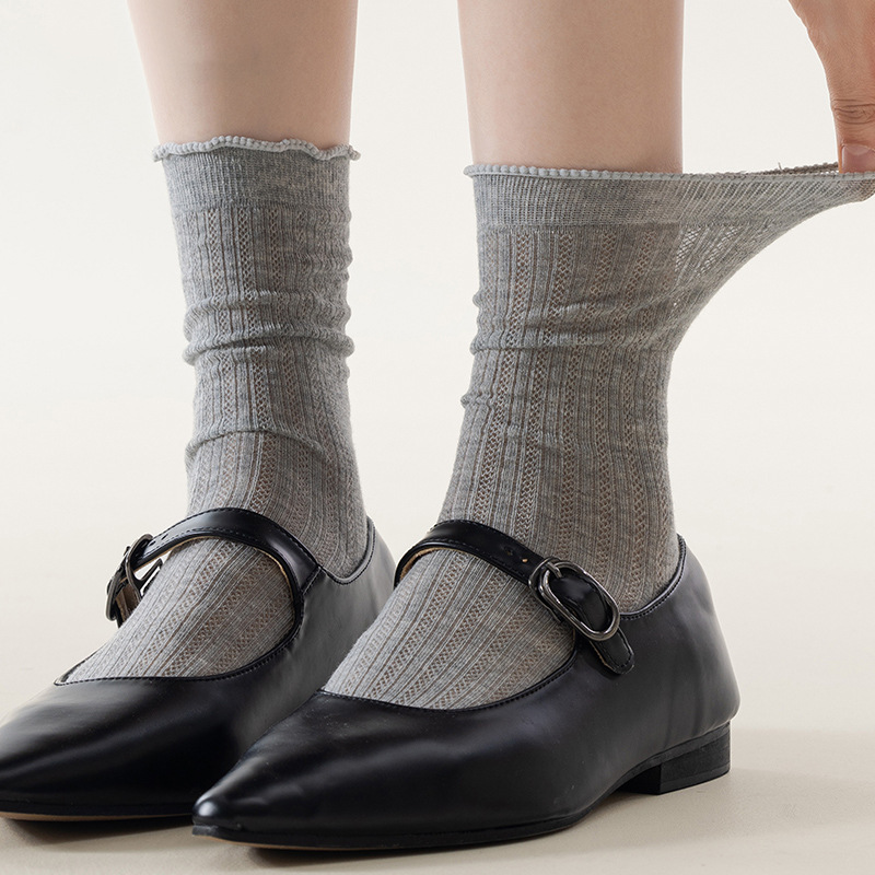 Gray pile socks for women