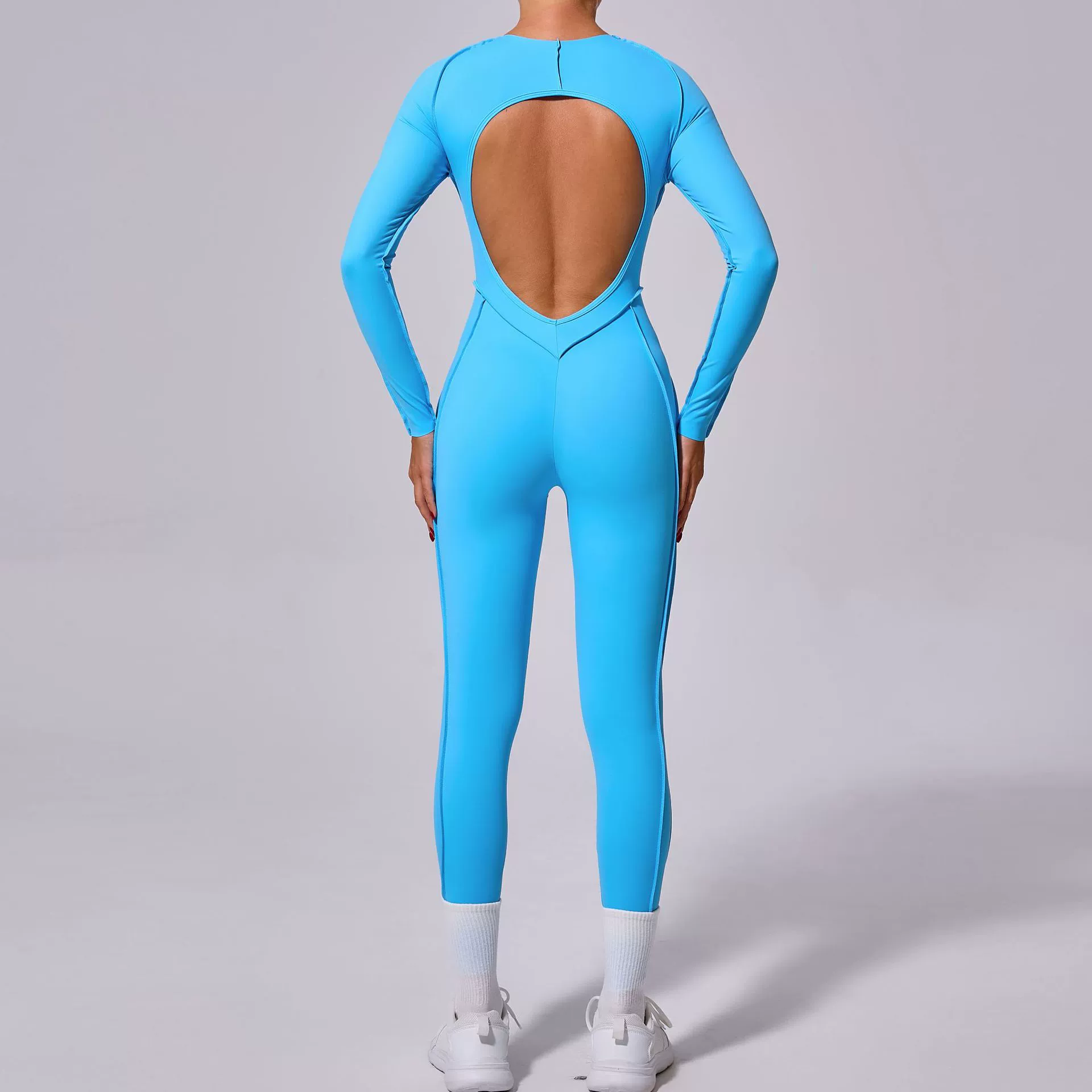 Спортивная одежда для йоги, с длинным рукавом, брюки, зимний overall, без спинки, обтягивающий
