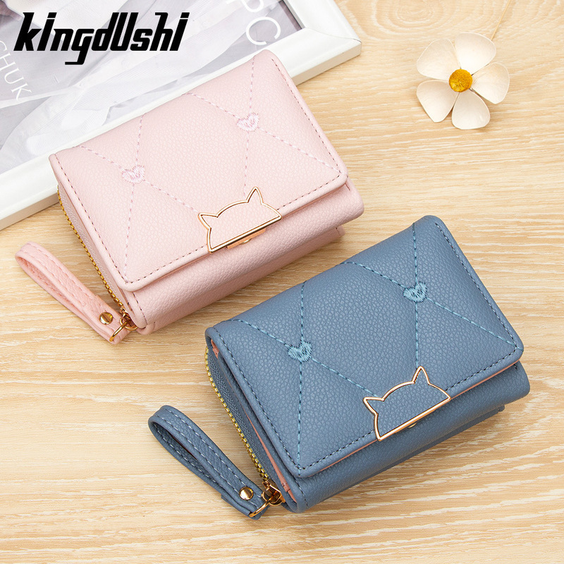 Chanel-Style Heart Embroidery Women's Wallet, Short Large-Capacity Card Holder, Zippered Coin Purse, Clutch Bag in Macaron Colors Chanel-Style Heart Embroidery Women's Wallet, Short Large-Capacity Card Holder, Zippered Coin Purse, Clutch Bag in Macaron Colors