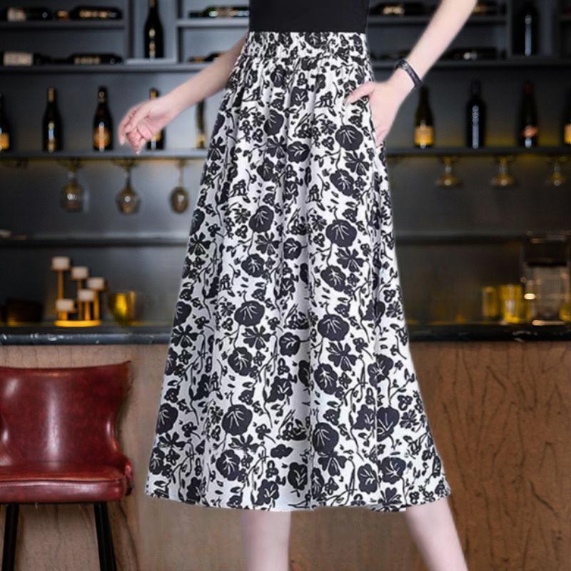 High-End Western-Style Printed Skirt for Women Summer New High-Waist Slim Fashion A-Line Mid-Length Floral Pants Skirt Ins High-End Western-Style Printed Skirt for Women Summer New High-Waist Slim Fashion A-Line Mid-Length Floral Pants Skirt Ins