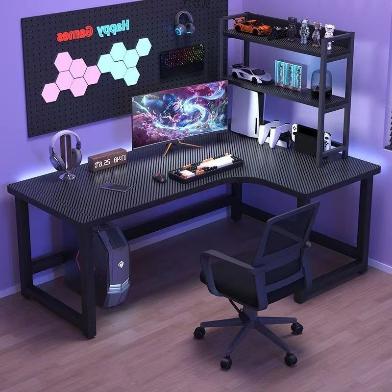 Corner Computer Desk E-sports Double-person Desktop Home Corner Combination Bedroom L-shaped Office Desk Desk Bookshelf