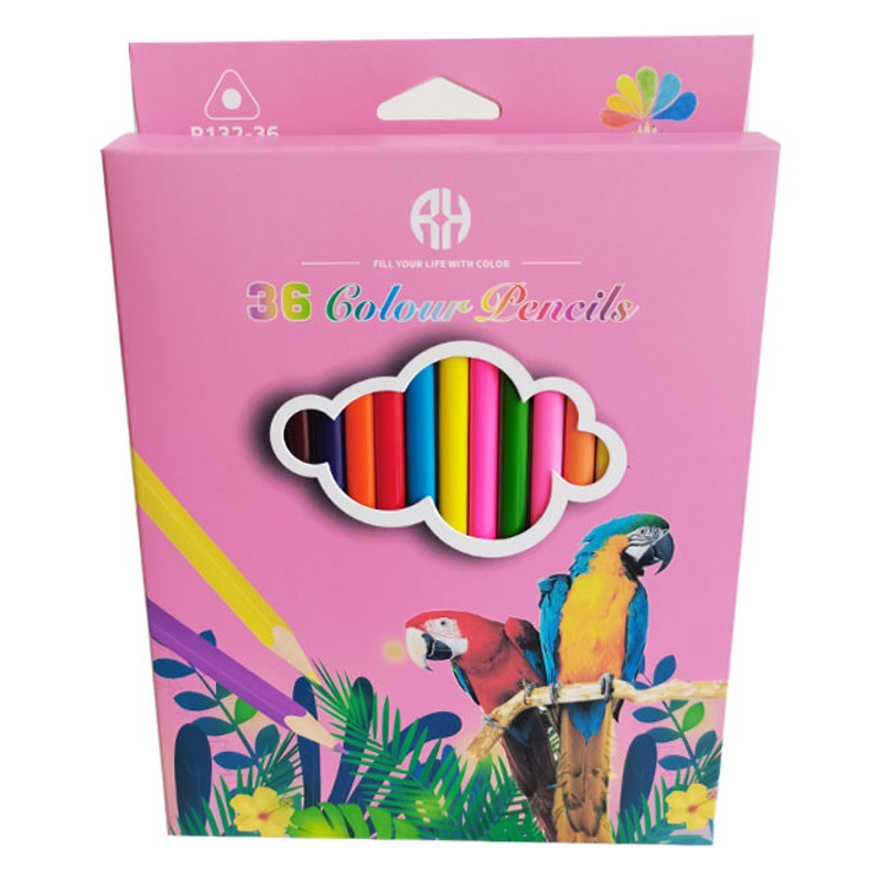12-color 24-color 36-color de triángulo lápiz de color estudiante de la escuela primaria pintura especial aceitoso lápiz de color cartón traje cepillo