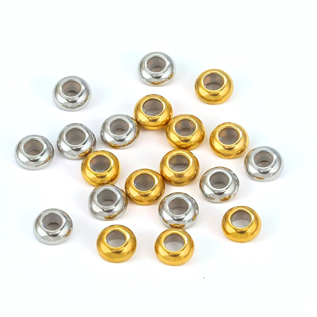 Cuentas de ábaco de acero inoxidable, cuentas de posicionamiento de silicona, cuentas telescópicas, collar de silicona blanca, cuentas de ajuste, accesorios de joyería de bricolaje