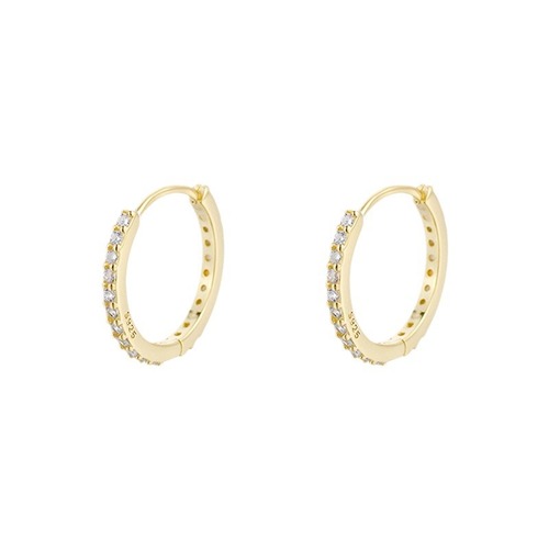 S925 silver diamond zircon circle earrings women's volleyball diamond high-end ear bone rings  new wholesale earrings