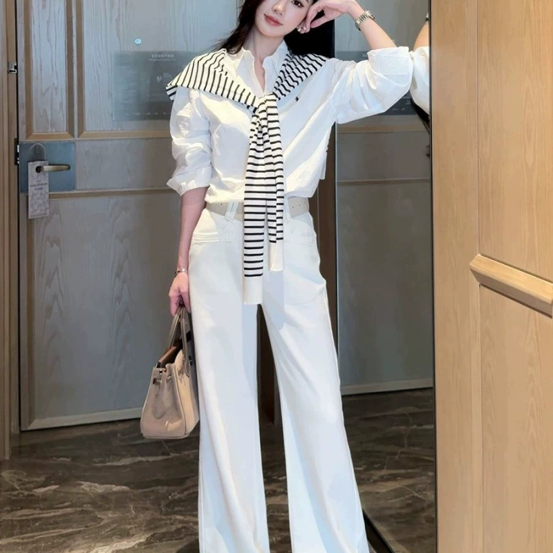 Полосатая вязаная длинная шаль в новом винтажном стиле для женщин, подходит для весны и лета, можно сочетать с свитерами, рубашками, шарфами и носить в помещениях с кондиционером.