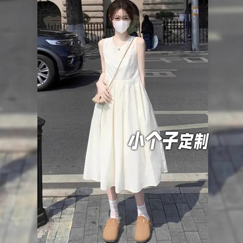 150 Petite French-Style Sleeveless Dress for Women, Summer High-End Camisole Dress with a Cinched Waist, Mid-Length Tank Dress 150 Petite French-Style Sleeveless Dress for Women, Summer High-End Camisole Dress with a Cinched Waist, Mid-Length Tank Dress