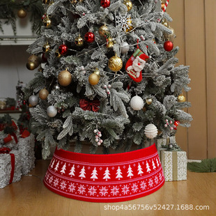 Cross-Border Amazon Christmas Tree Skirt Tree Skirt Christmas Decoration Decoration Supplies Tree Ornaments Gifts Snowflake Knitting