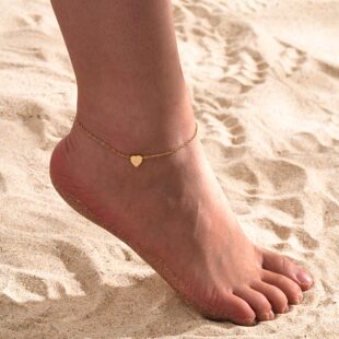 Cross-border ladies fashion love anklet stainless steel all-match heart-shaped anklet 18K gold wholesale beach anklet
