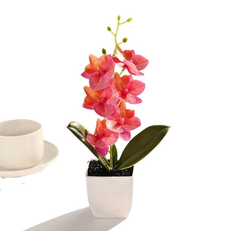 Flores falsas de 6 cabezas de orquídeas mariposa sensación de bonsai simulación de flores decoración del hogar fotografía de plantas verdes artificiales simulación de boda en maceta image 6