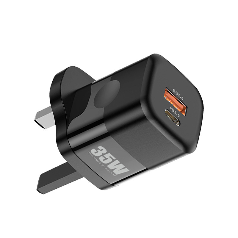 Fast Charging Cable Mobile Phone Dual Type C+Usb a 2 Port 35W Qc3.0 Pd British Standard Super Fast Charger