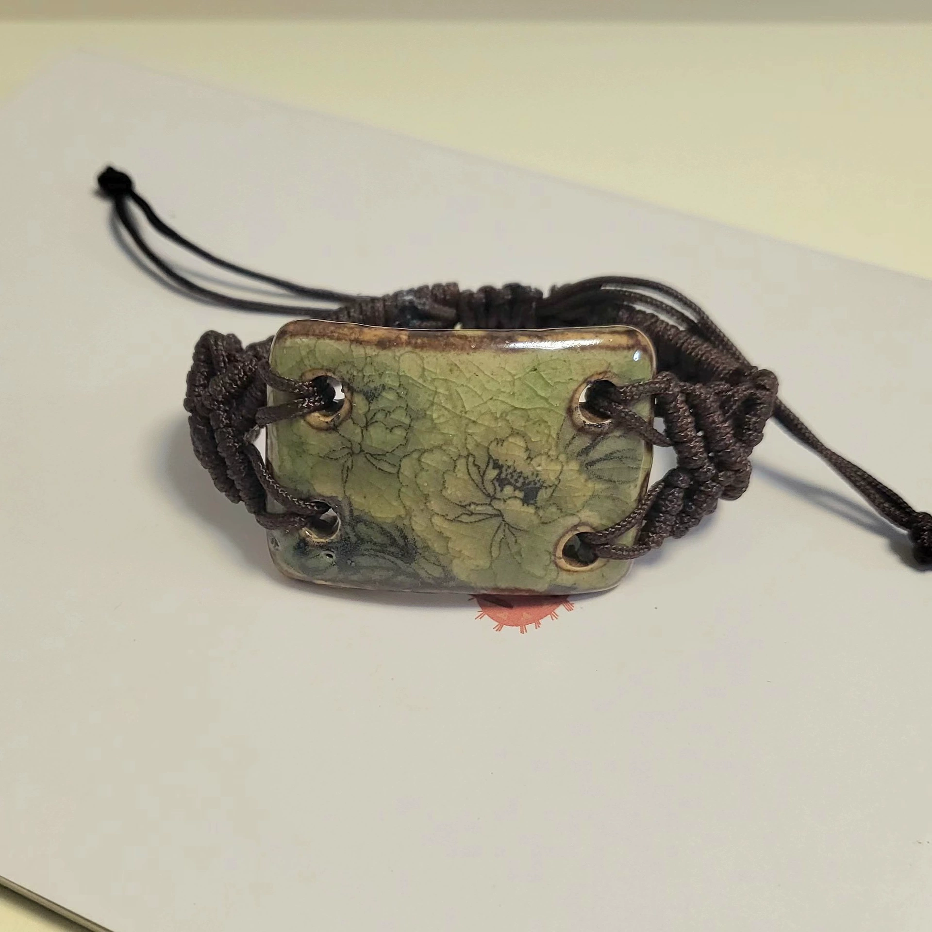 青歌 [陶瓷首饰 粉彩桃花 手镯手链 手工饰品 礼品摆摊货源]