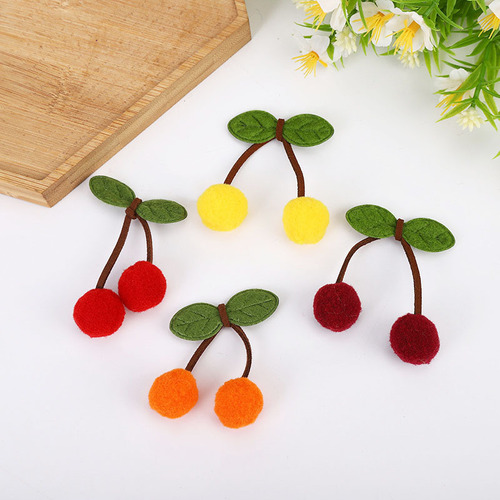 Cherry Ball Leaves DIY Fashion Accessories Hair Clips Decorative Parts High Elastic Plush Balls Wholesale