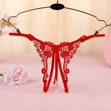 厂家现货情趣内衣内裤女士夜光珍珠按摩丁字裤开档免脱可插入欧美