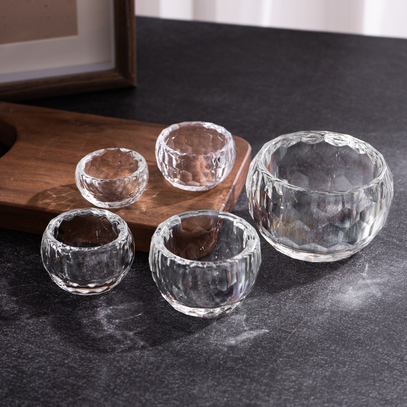 Cross-Border Crystal Money Tree Base Ornament 6cm Transparent Flat-Bottomed Cup Crystal Glass Bowl Essential Oil Mask Bowl
