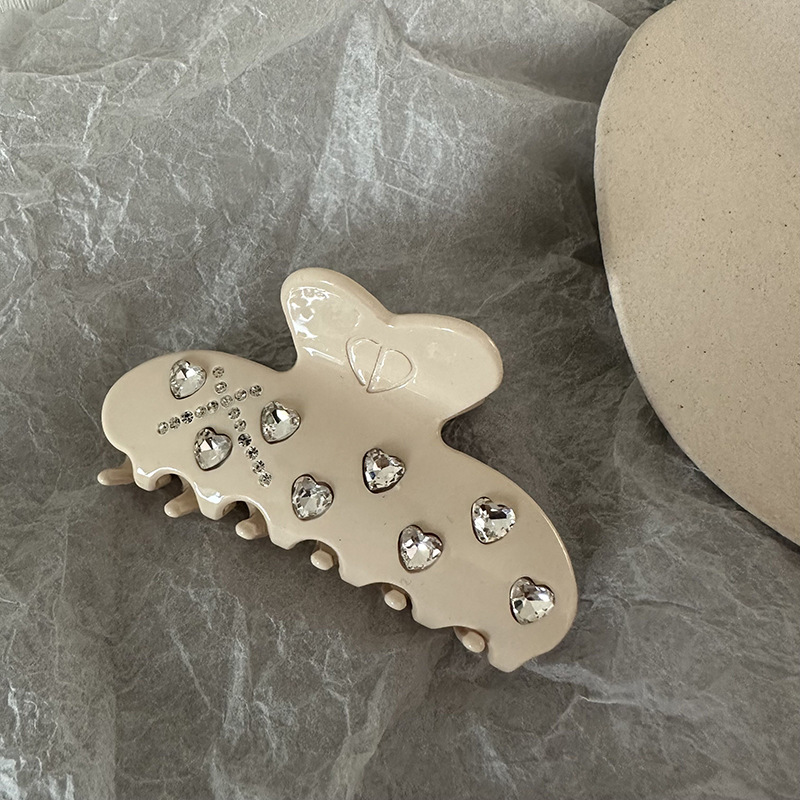 Niche Sød Cool Powder Diamant Kærlighed Grib Clip Haj Clip Diamant Carving Hår Grib Baghovedet Dame Clip Hårnåle Hårtilbehør_voghion.com
